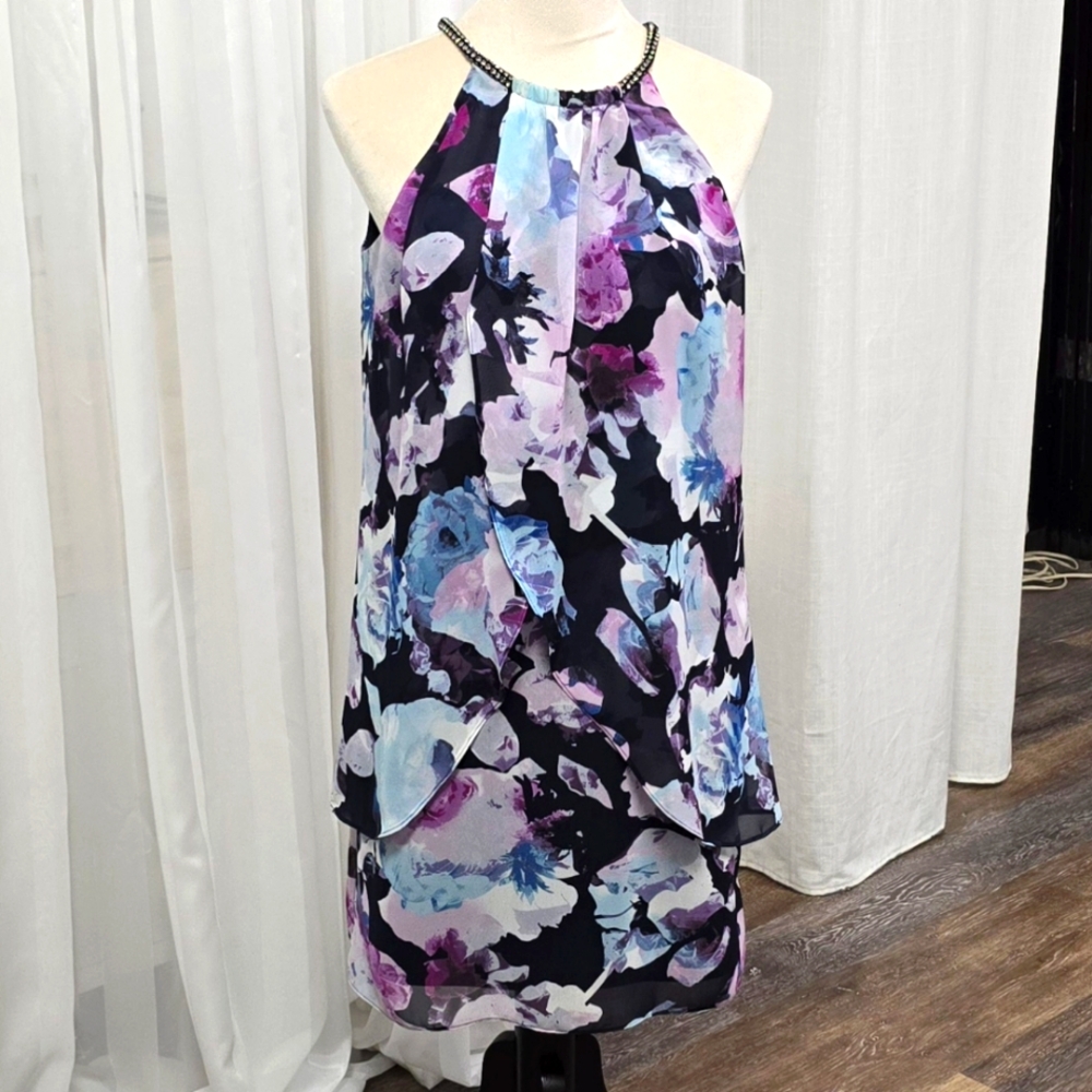 2/$30 Jessica Simpson Floral Layered Halter Sundress Size 2 Romanticโ Rhinestone